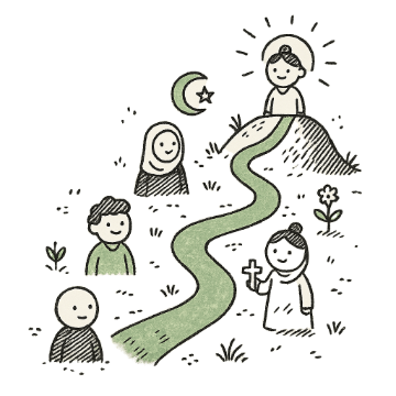 لكل إنسان نقطة بداية مختلفة. سواء كنت ملحدًا أو مؤمنًا أو مسلمًا أو مسيحيًا أو هندوسيًا، نساعدك على رسم طريقك نحو الوضوح انطلاقًا من موقعك الحالي. الهدف ليس التحويل، بل التوازن — مع الحقيقة، ومع الذات.