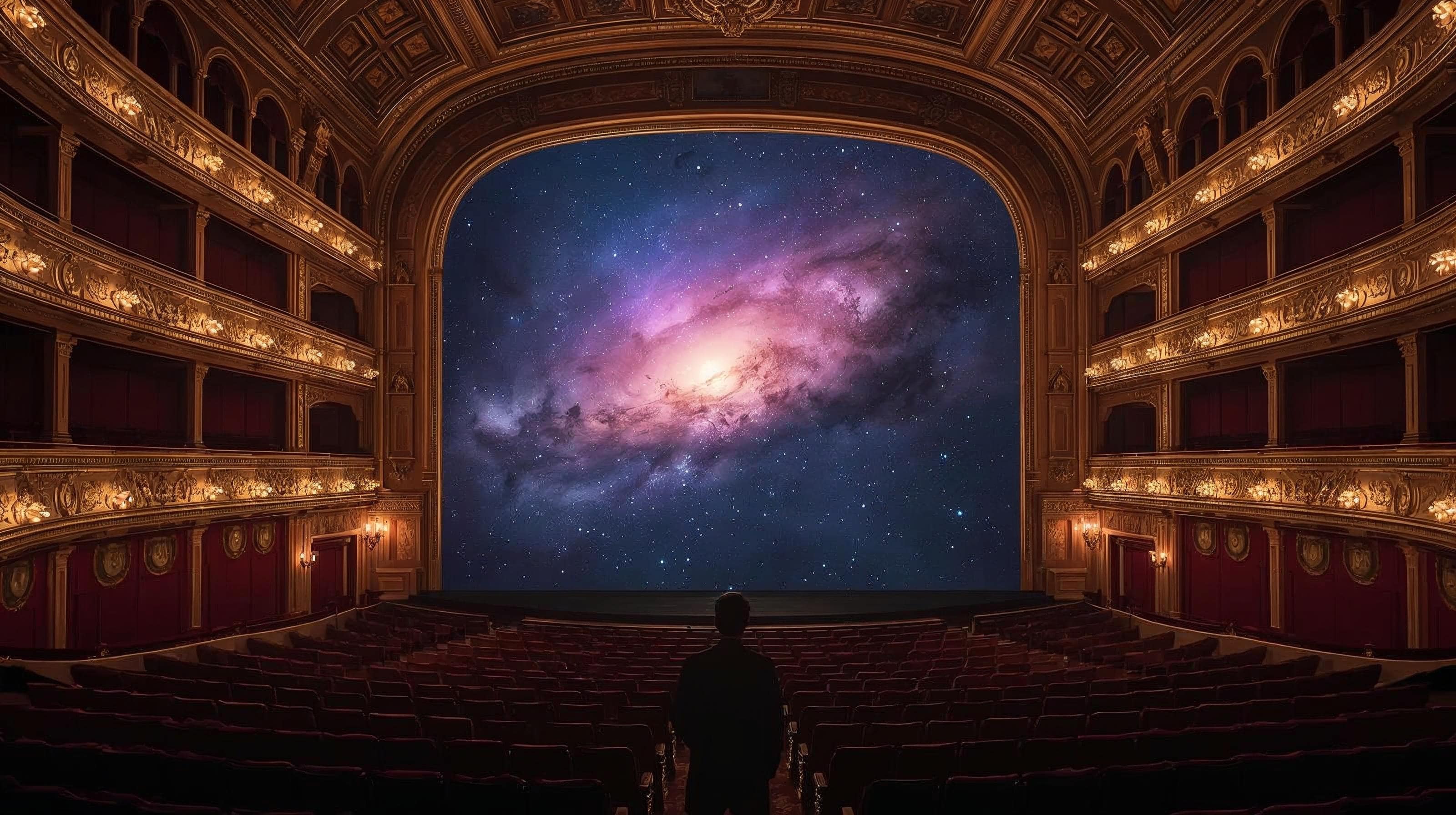 A theater scene showing the universe